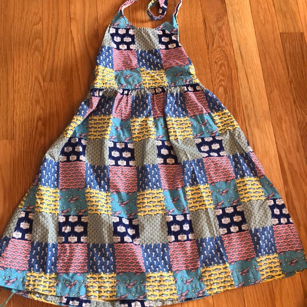 Girls Vineyard Vines patchwork halter back dress